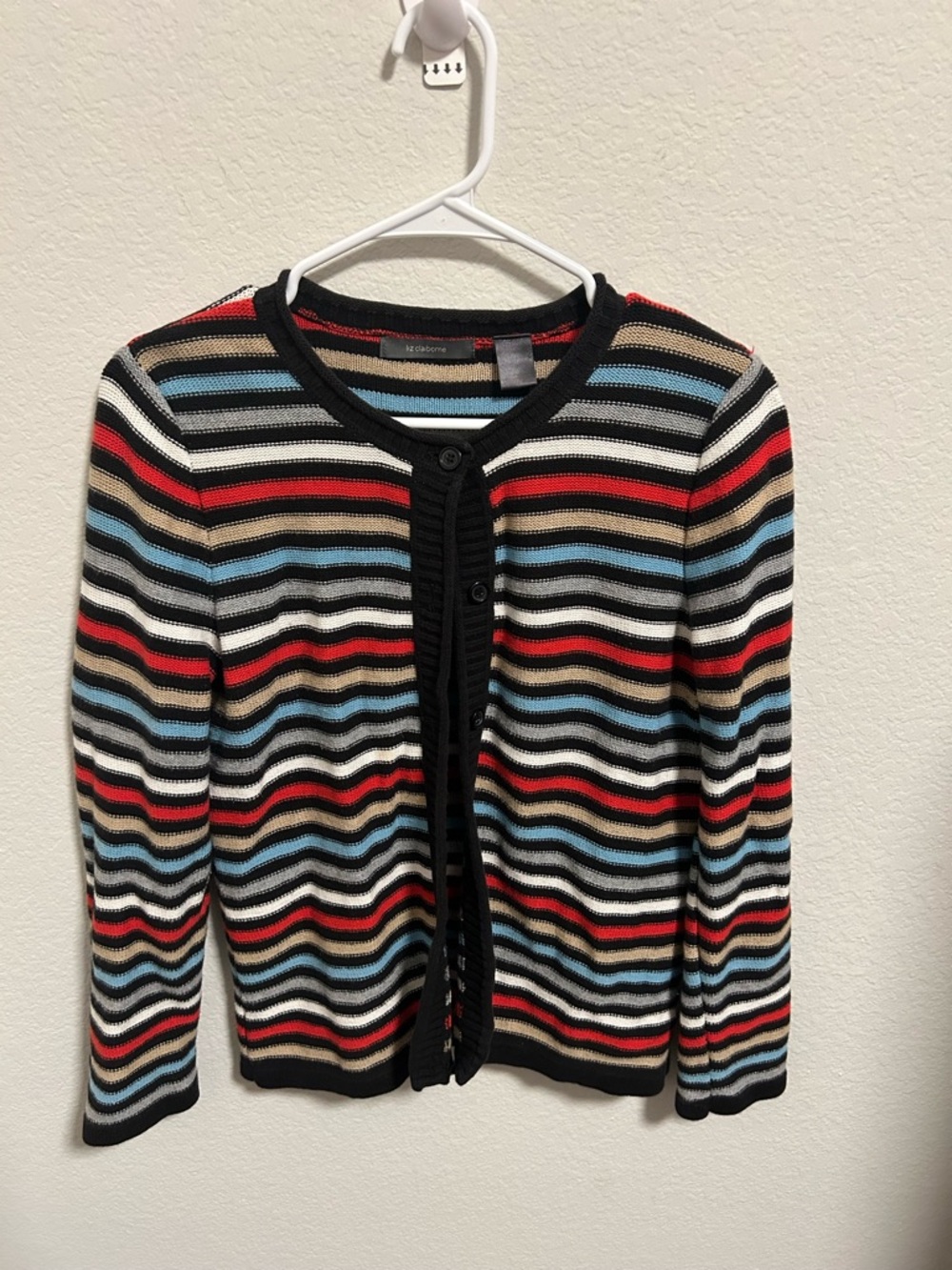 Vintage Liz Claiborne Striped Knit Cardigan - Size Medium